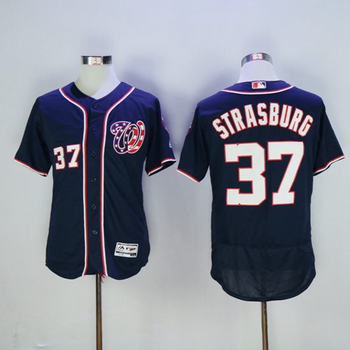 Nationals #37 Stephen Strasburg Navy Blue Flexbase Authentic Collection Stitched MLB Jersey